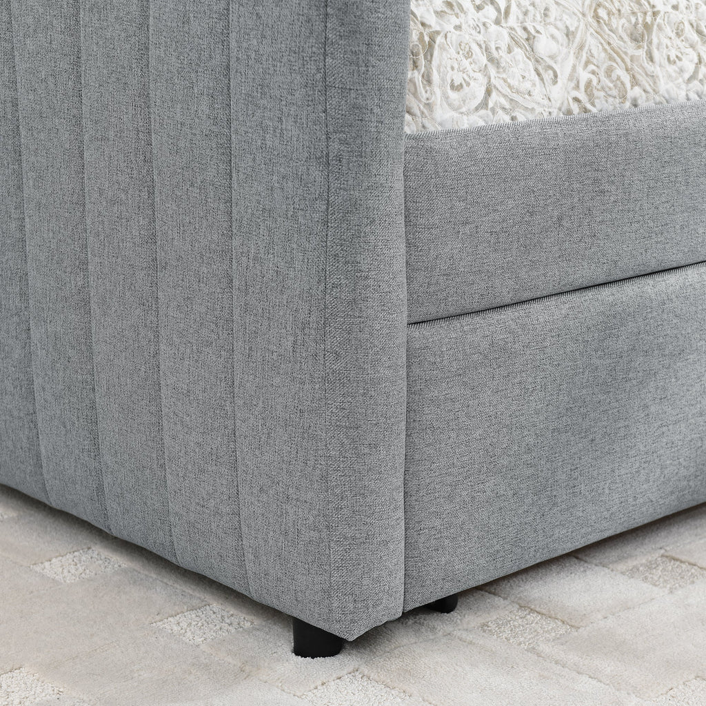 Queen Size Daybed with Two Drawers Trundle Upholstered Sofa Bed