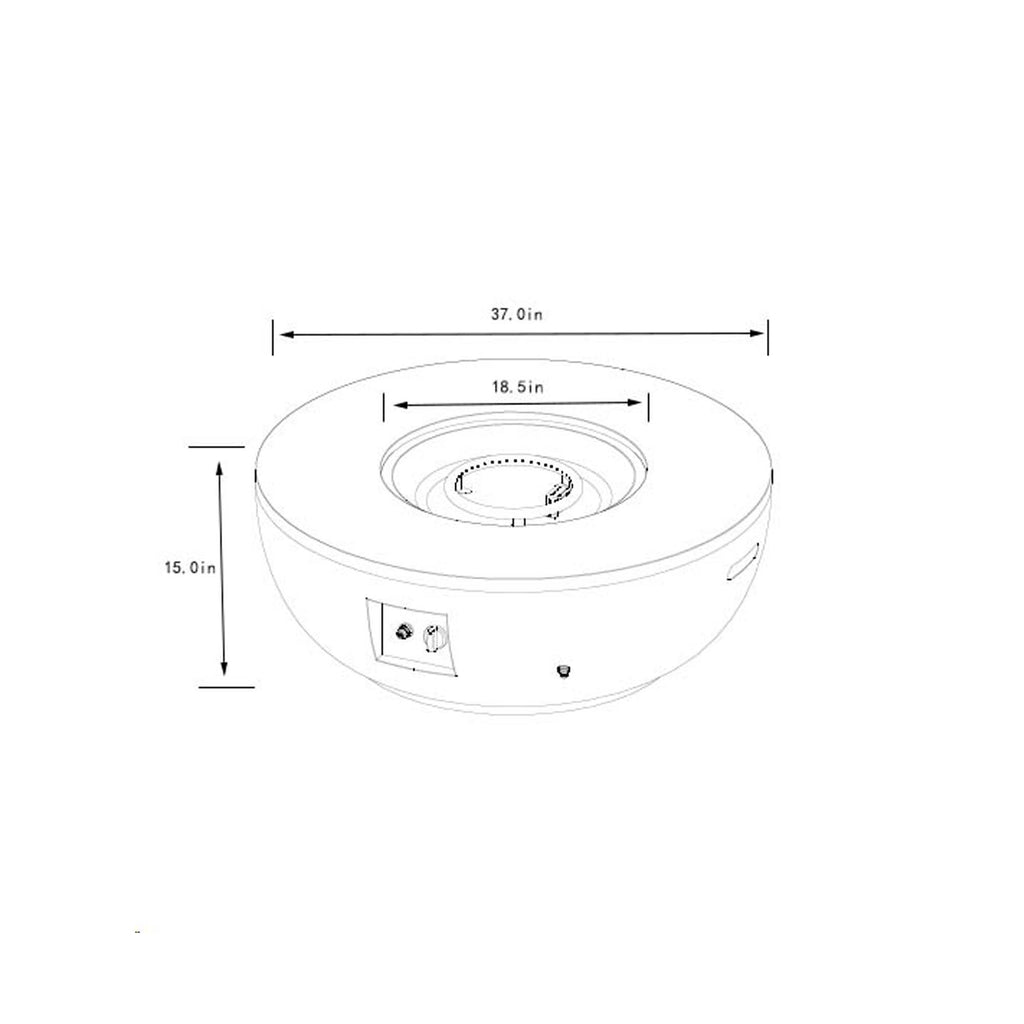 36" Propane Gas Fire Pit Table - 2 Pieces