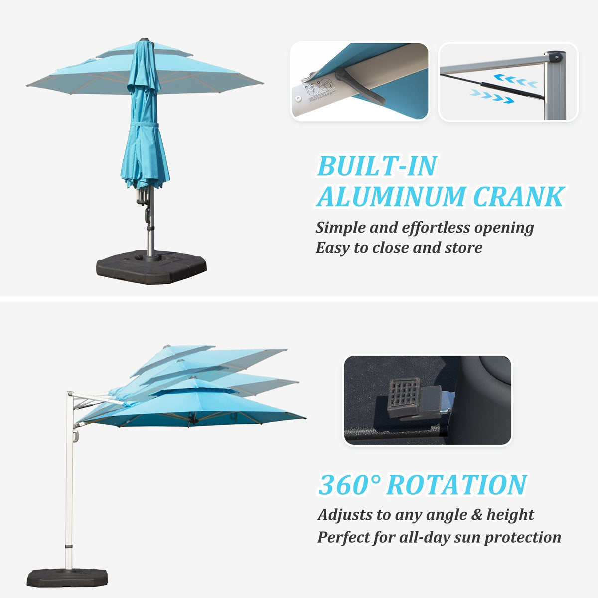 Round Cantilever Umbrella with Center Pole - Lake