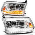 ANZO 09-19 Dodge RAM 1500 / 10-18 2500/3500 LED Proj Headlights SeqSig Chrome - Pair 111627A