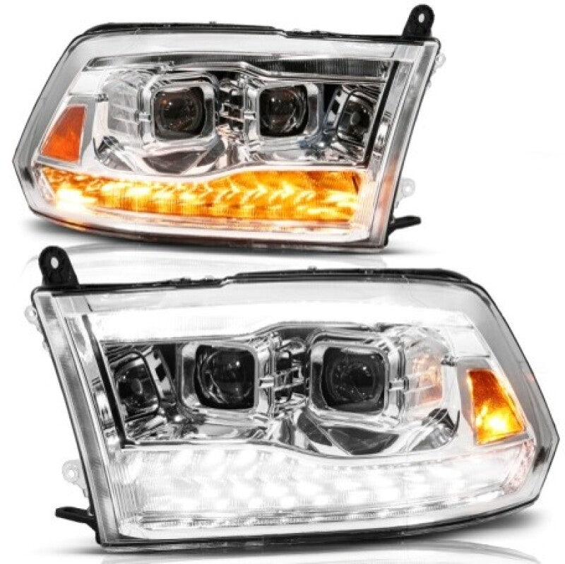 ANZO 09-19 Dodge RAM 1500 / 10-18 2500/3500 LED Proj Headlights SeqSig Chrome - Pair 111627A