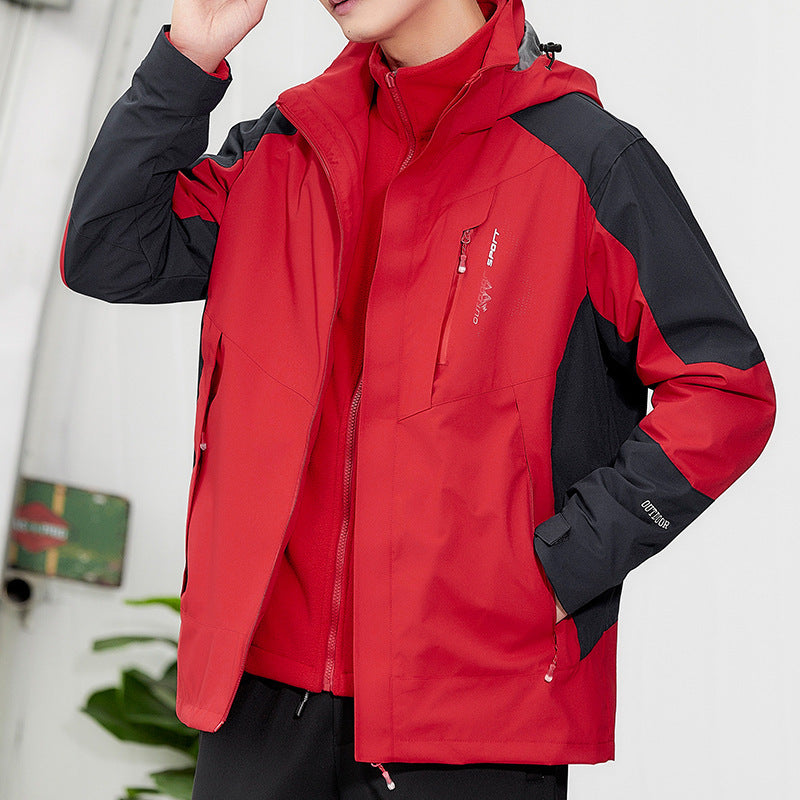Outdoor Two-piece Windproof 3-in-1 Jacket, Plus-size