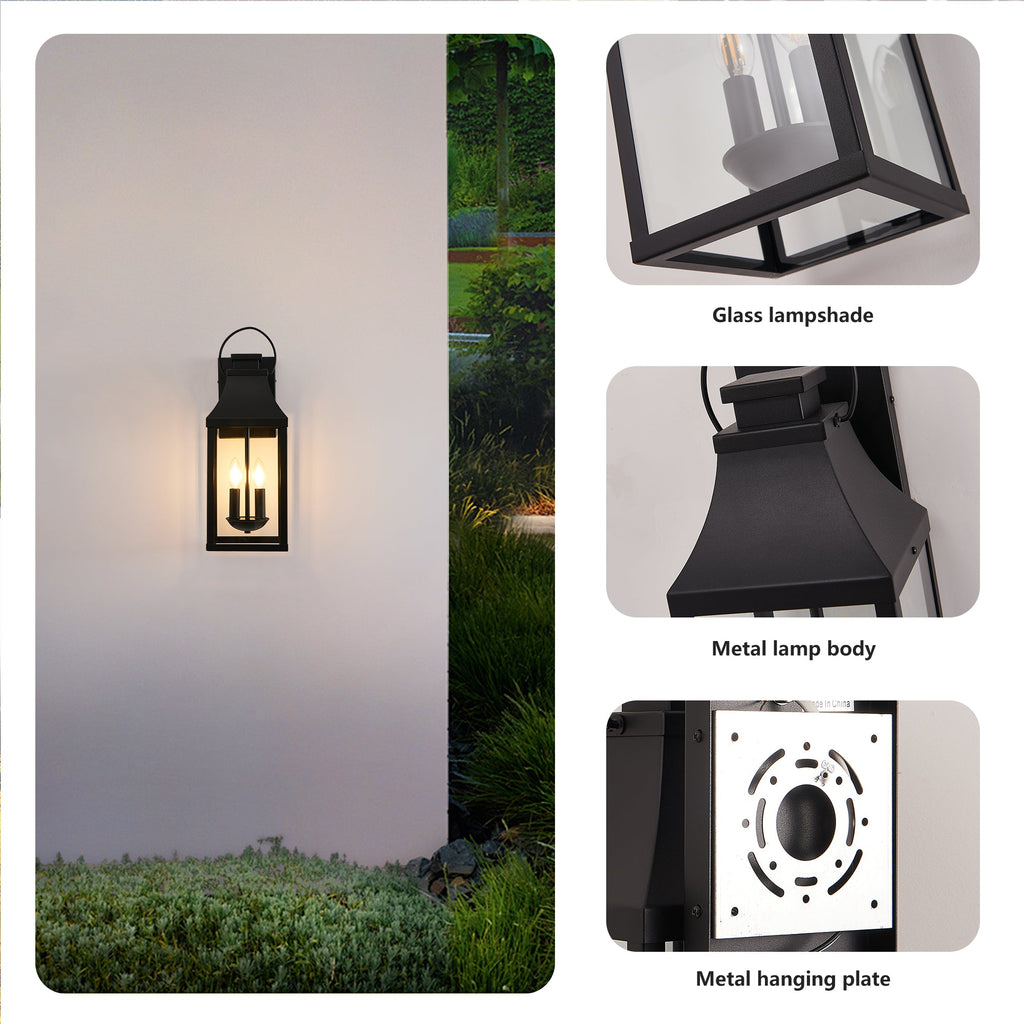 20'' Outdoor Wall Light, 2-Pack Porch Light Outdoor Wall Sconce Lantern