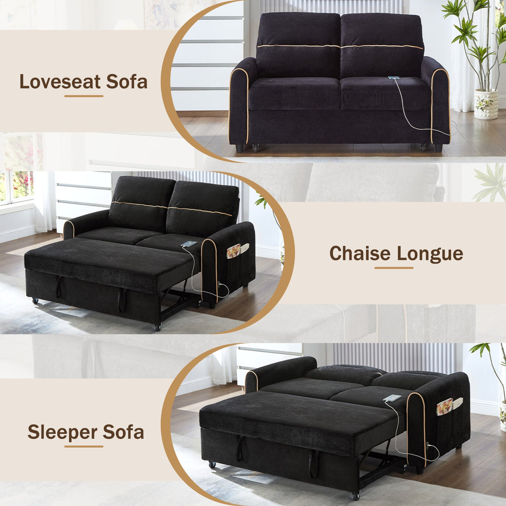 Chenille Pull Out Sofa Bed
