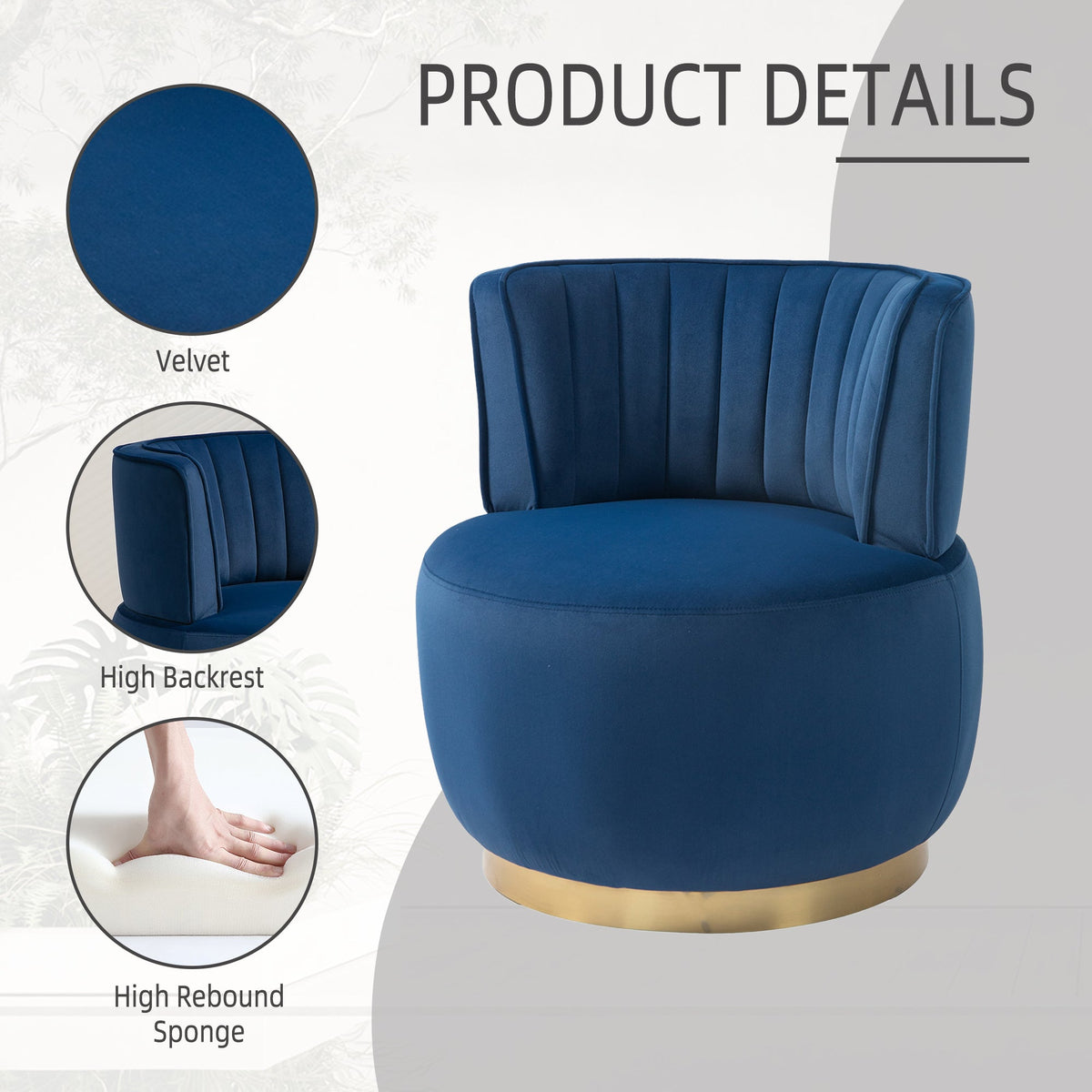 360 Degree Swivel Cuddle Barrel Accent Sofa Chairs