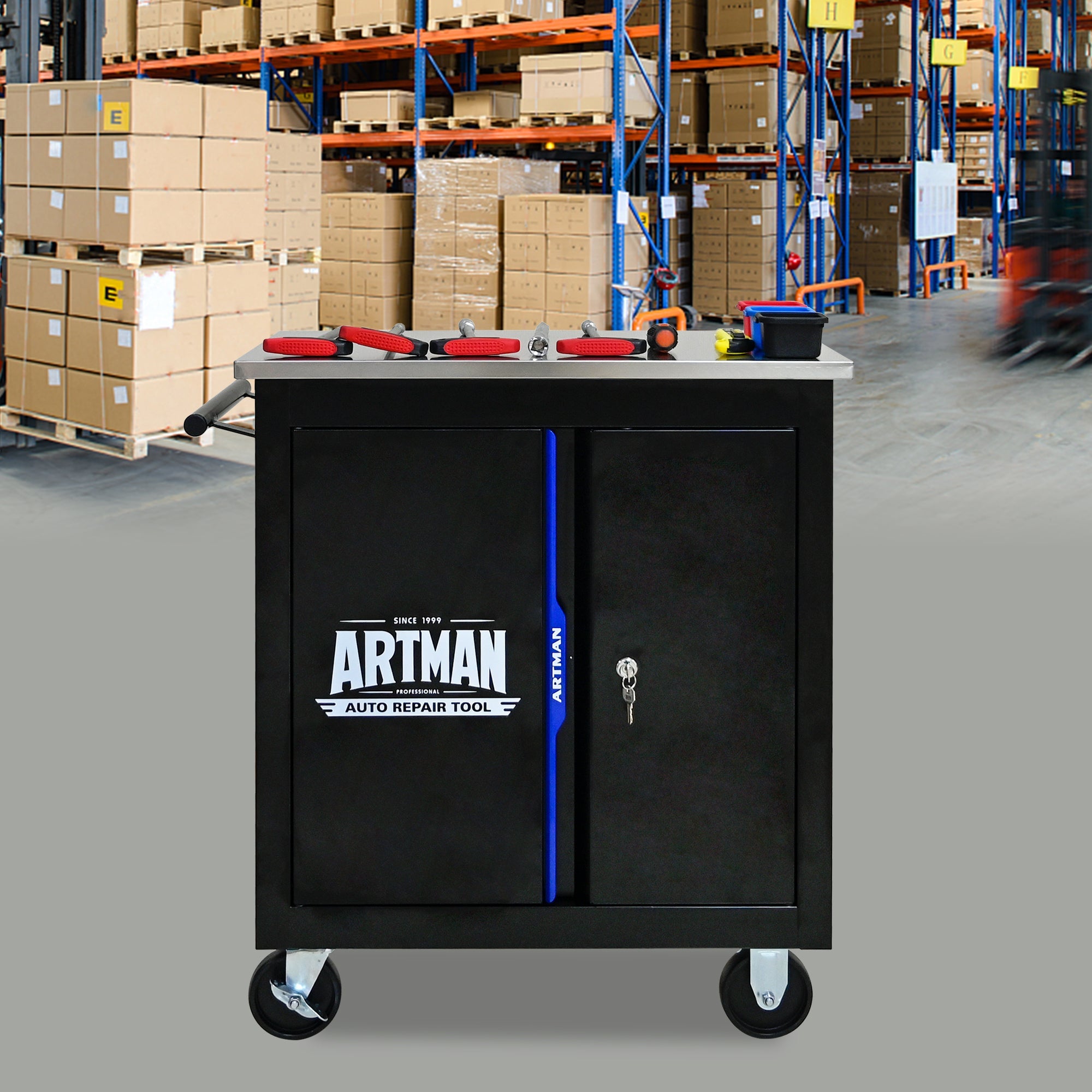 Movable Lockable Double Door Partition with Lock
