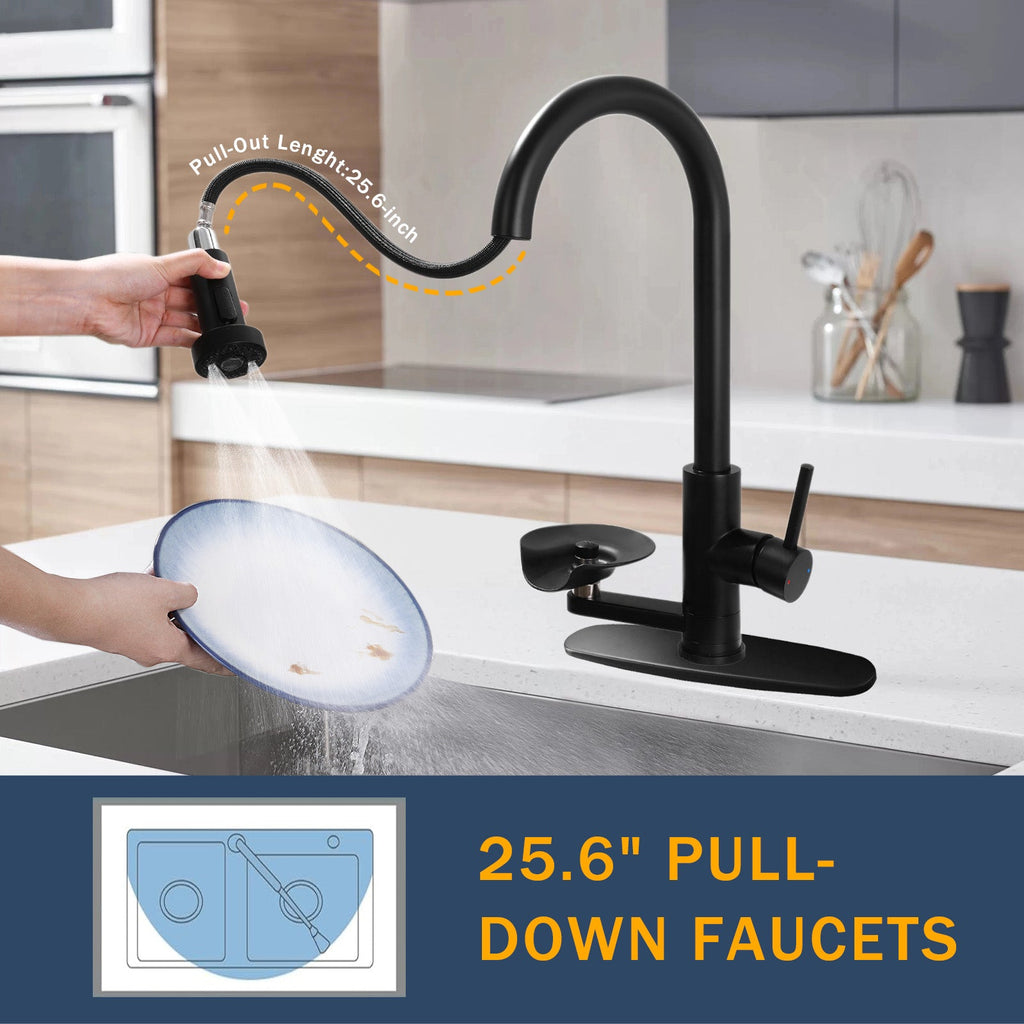 3-in-1 Kitchen Faucet with Press-Type Glass Rinser