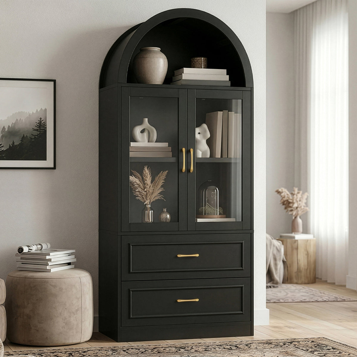 Modern Minimalist Arched Top Storage Cabinet