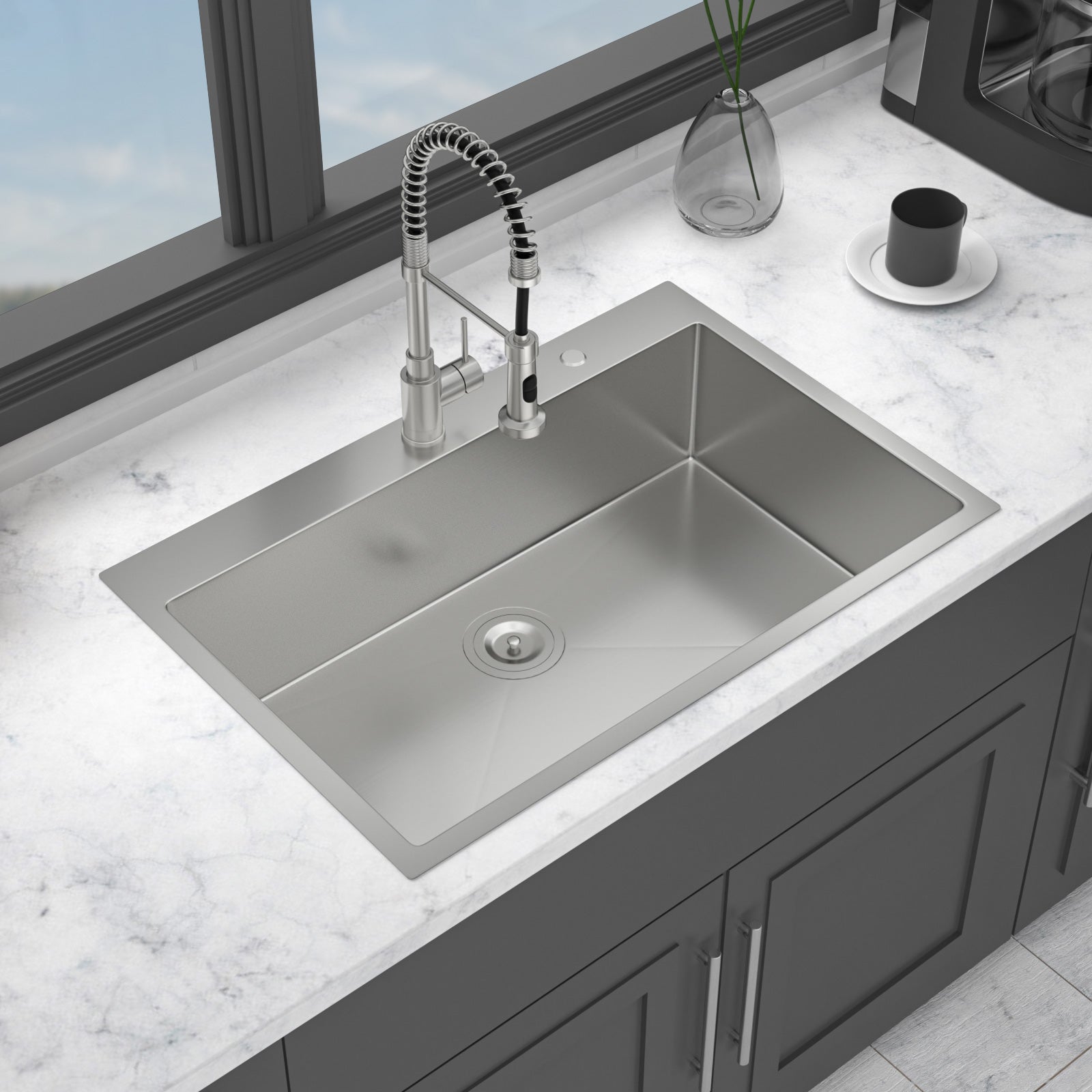 30" Single Bowl Topmount Kitchen Sink