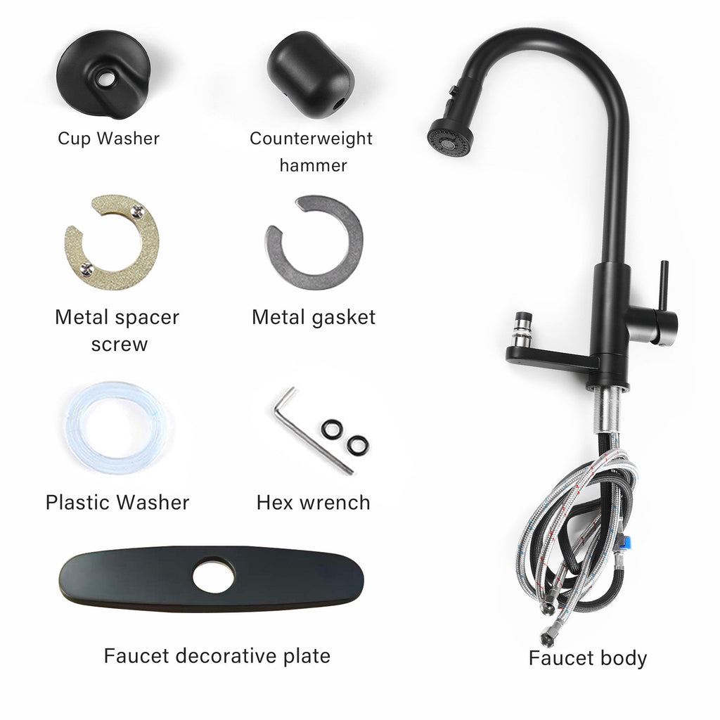 3-in-1 Kitchen Faucet with Press-Type Glass Rinser
