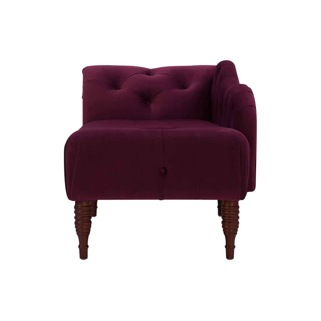 Samuel Tufted Roll Arm Chaise Lounge in Burgundy Velvet