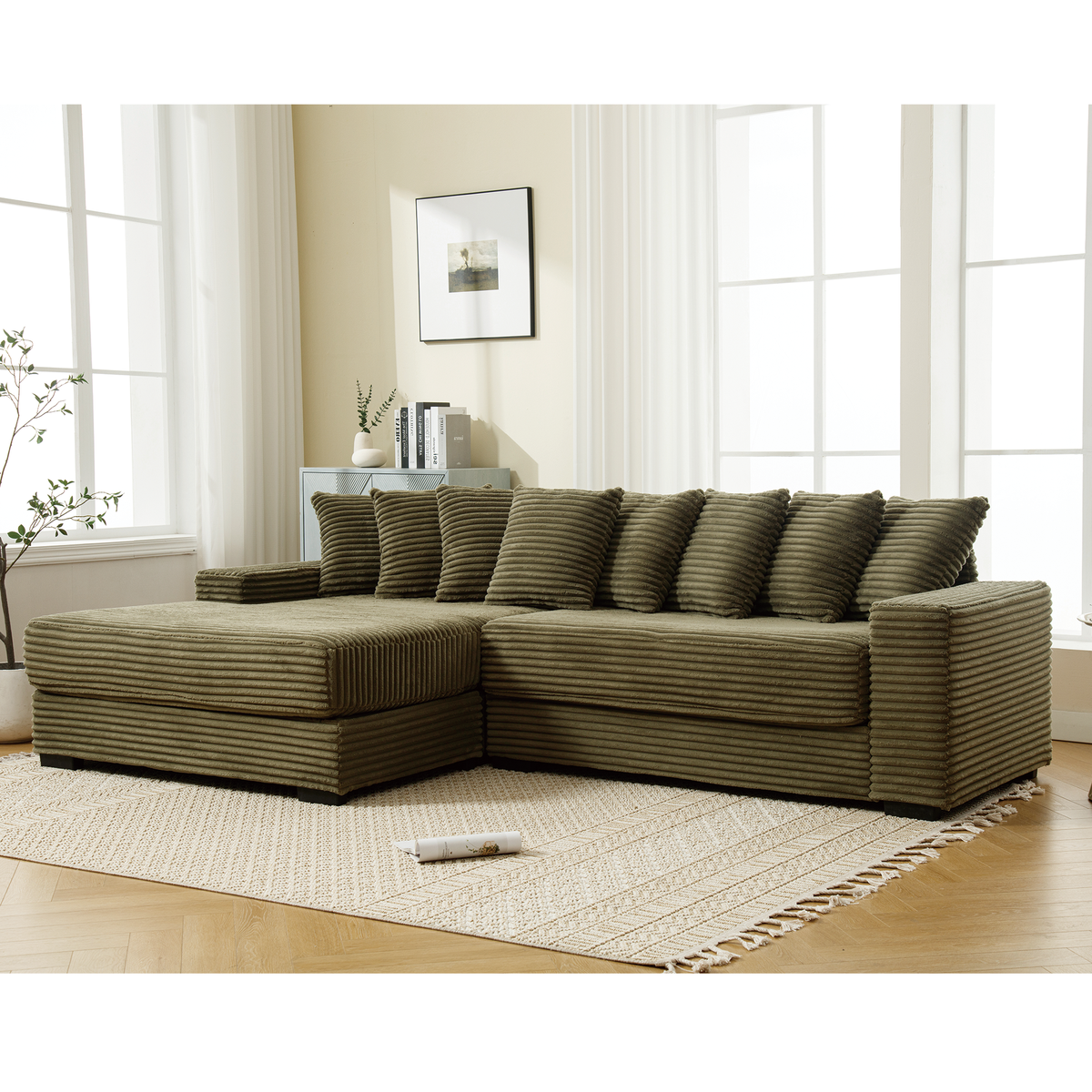 Oversized Two-Piece Velvet Sofa