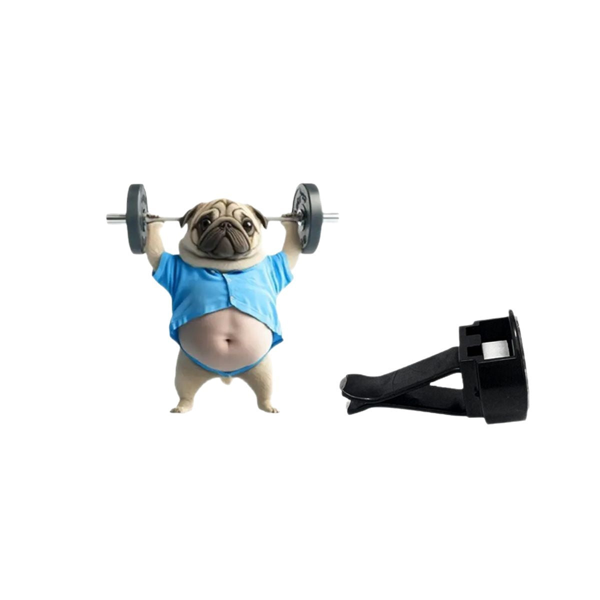 Cute Weightlifting Puppy Flat Acrylic Car Air Vent Perfume Clip Decoration