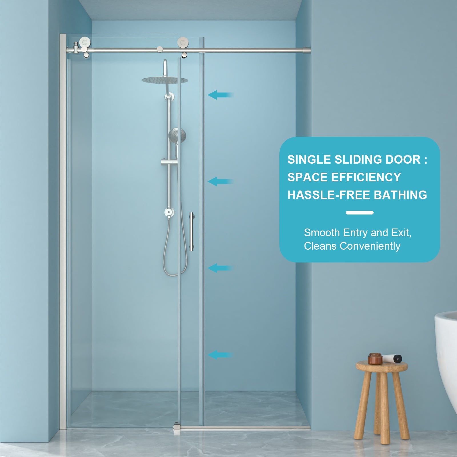 Brushed Sliding Bypass Shower Door 48" W x 76" H