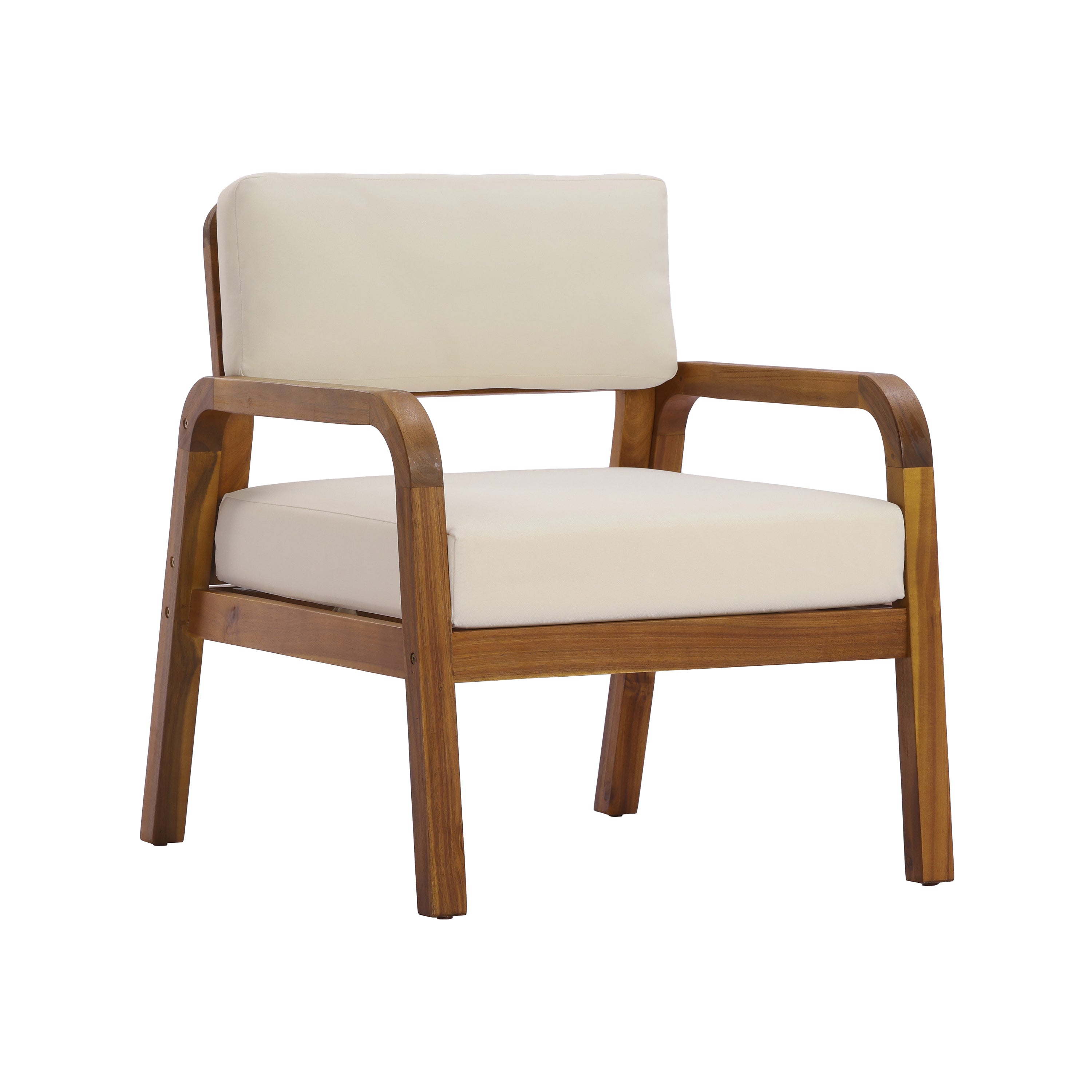 Outdoor Acacia Wood Armchair with Weather-Resistant Cushions