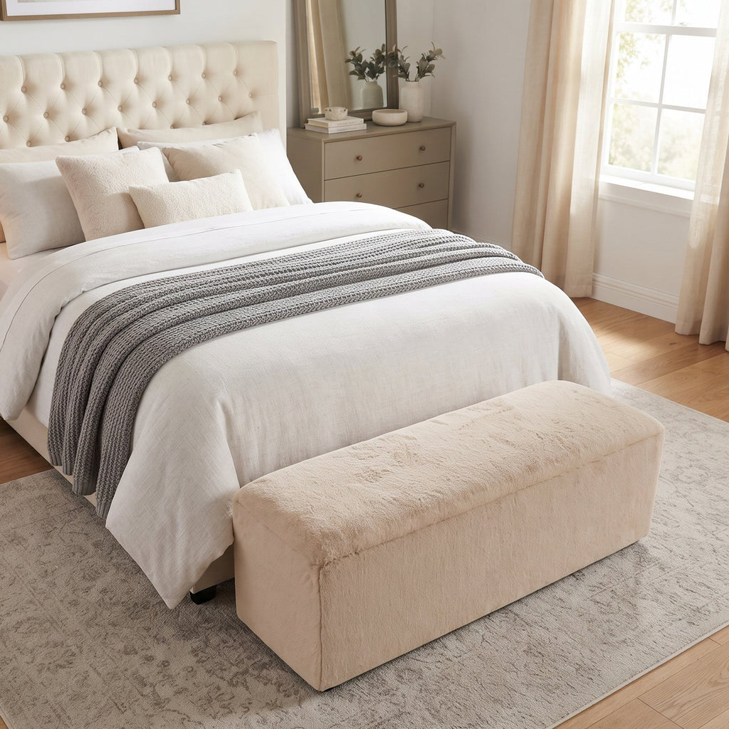 Almond Long Plush Ottoman