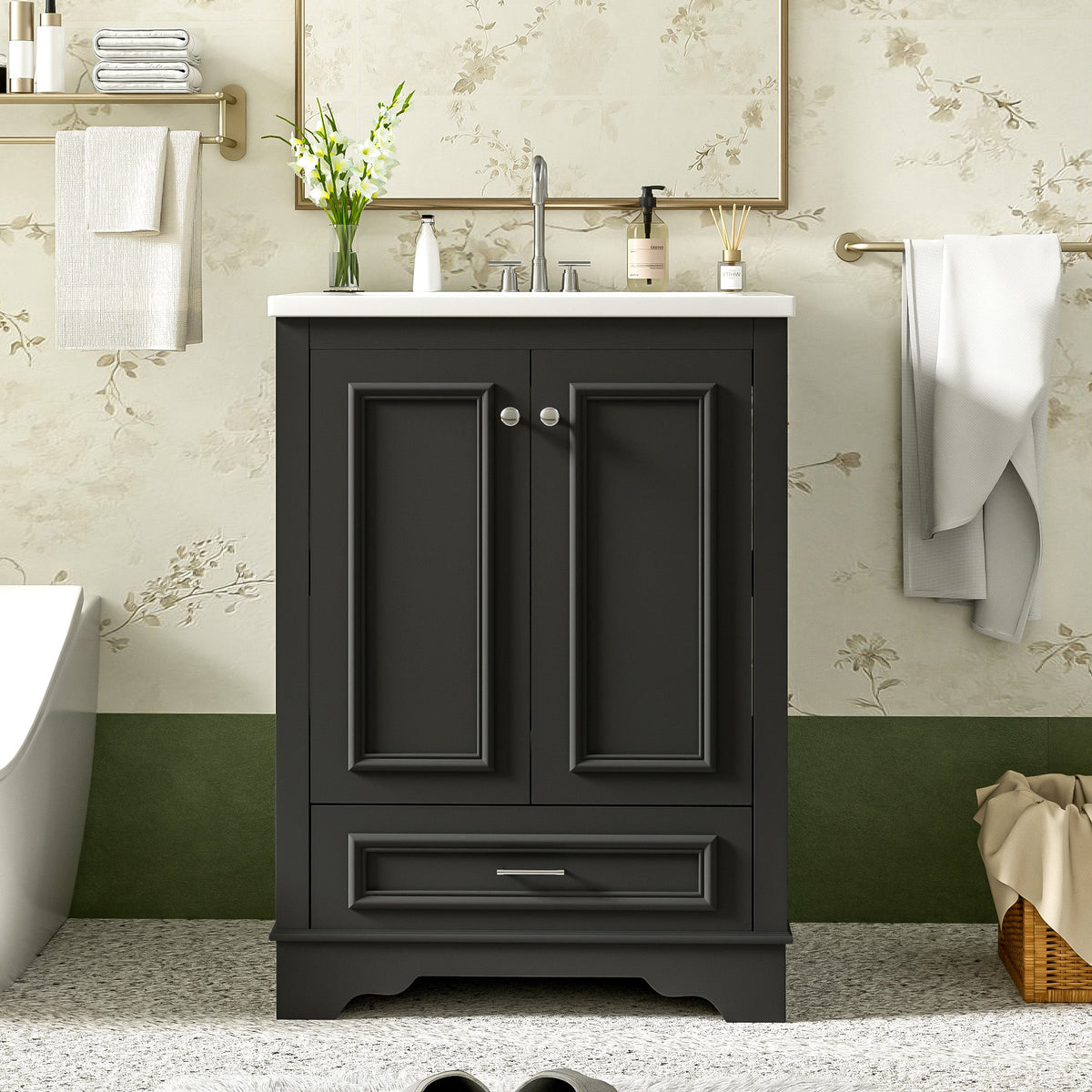 24" Bathroom Vanity with Ceramic Sink Combo