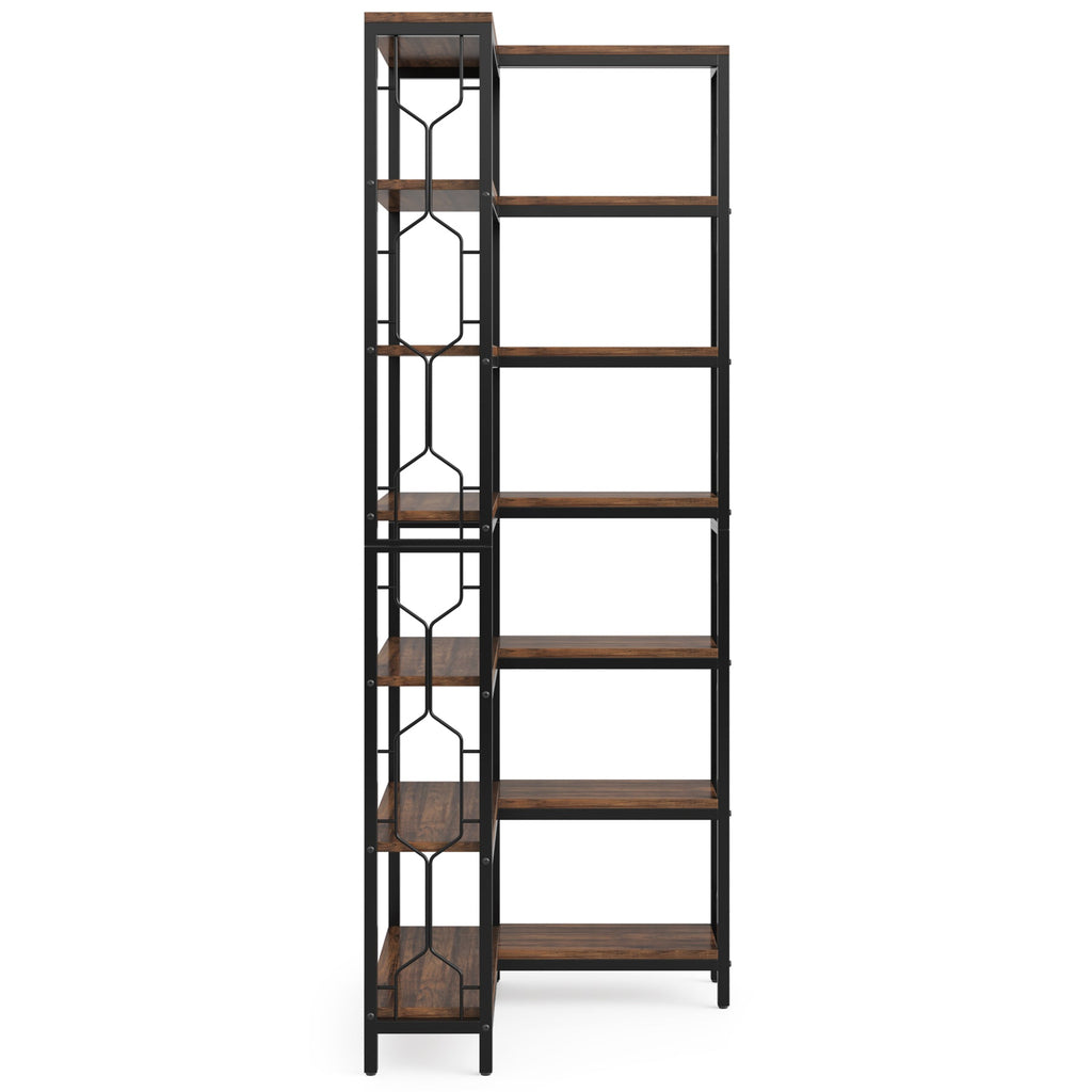 Stylish 7-Tier Industrial Corner Bookshelf