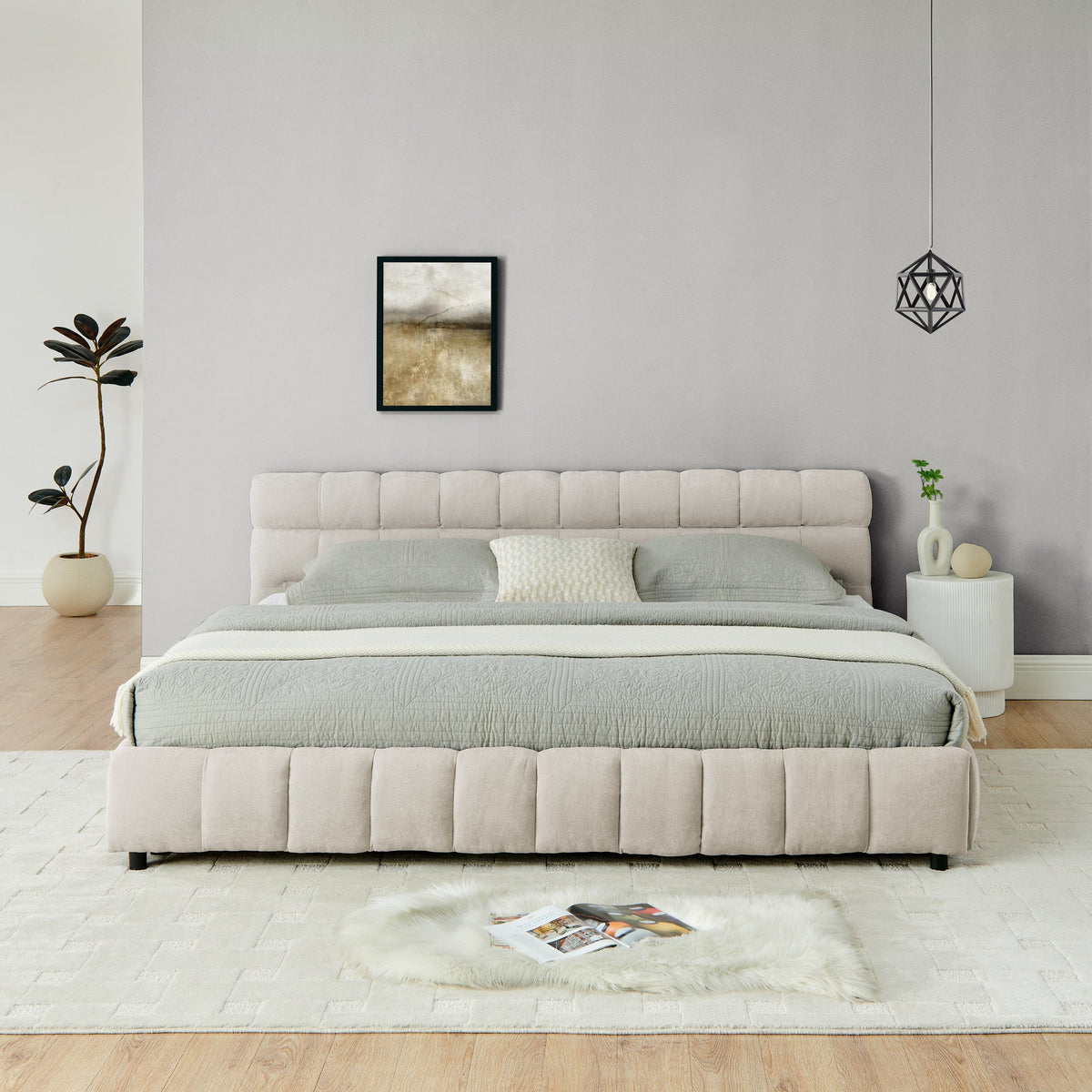 King Size Upholstered Bed with Storage