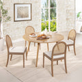 Panama 18.5" Curved Cane Rattan Side Dining Chair, Set of 2