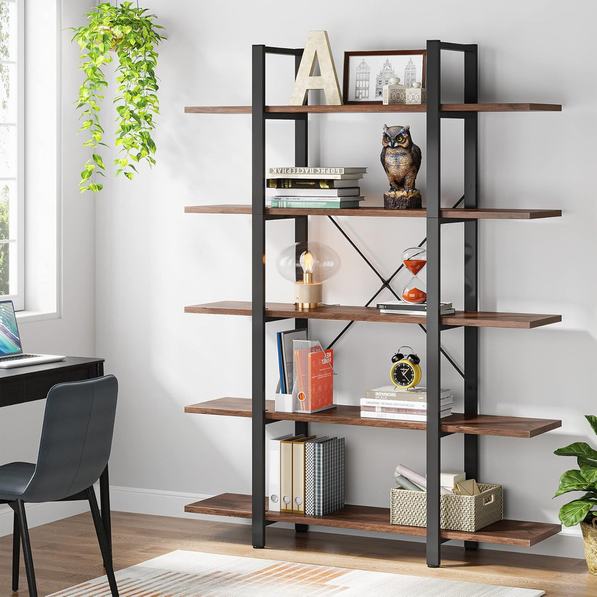 Vintage Industrial 5-Tier Bookshelf