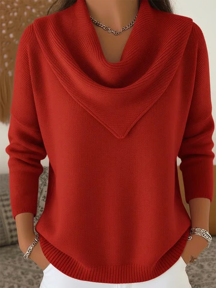 Women's New Solid Color Long Sleeve Knit Pullover Sweater Casual Tops For Autumn Winter