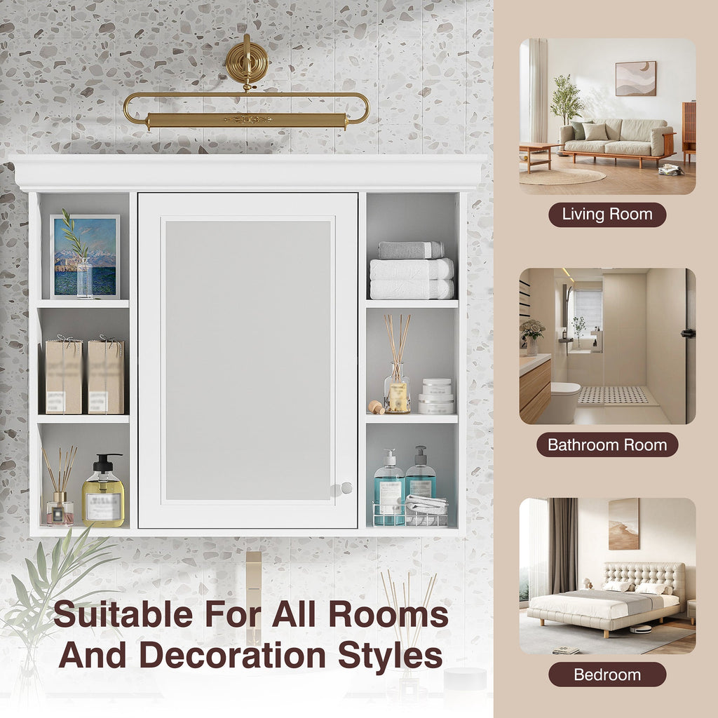 35" x 28" White Wall Mounted Bathroom Storage Cabinet