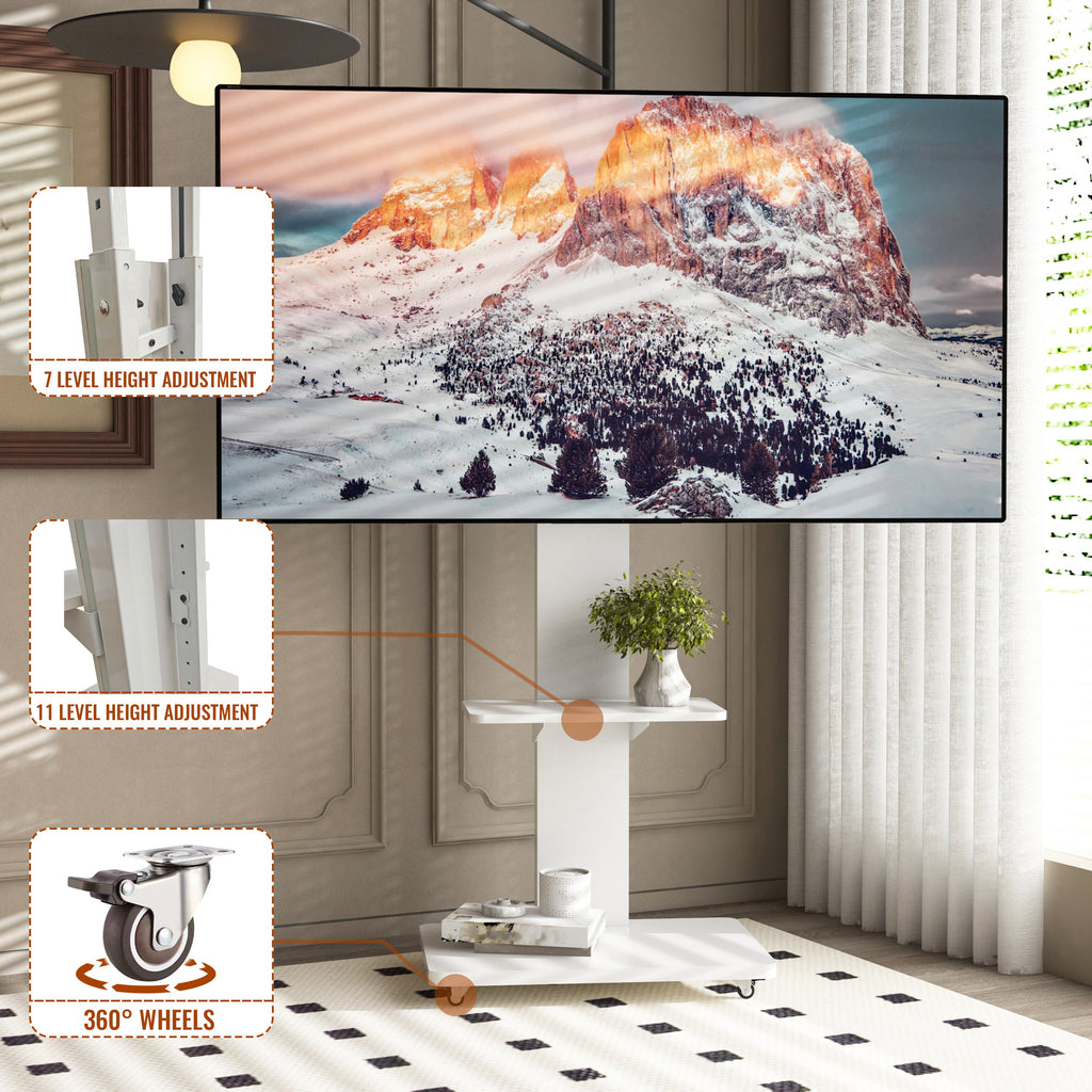 Mobile TV Stand with Adjustable Shelf