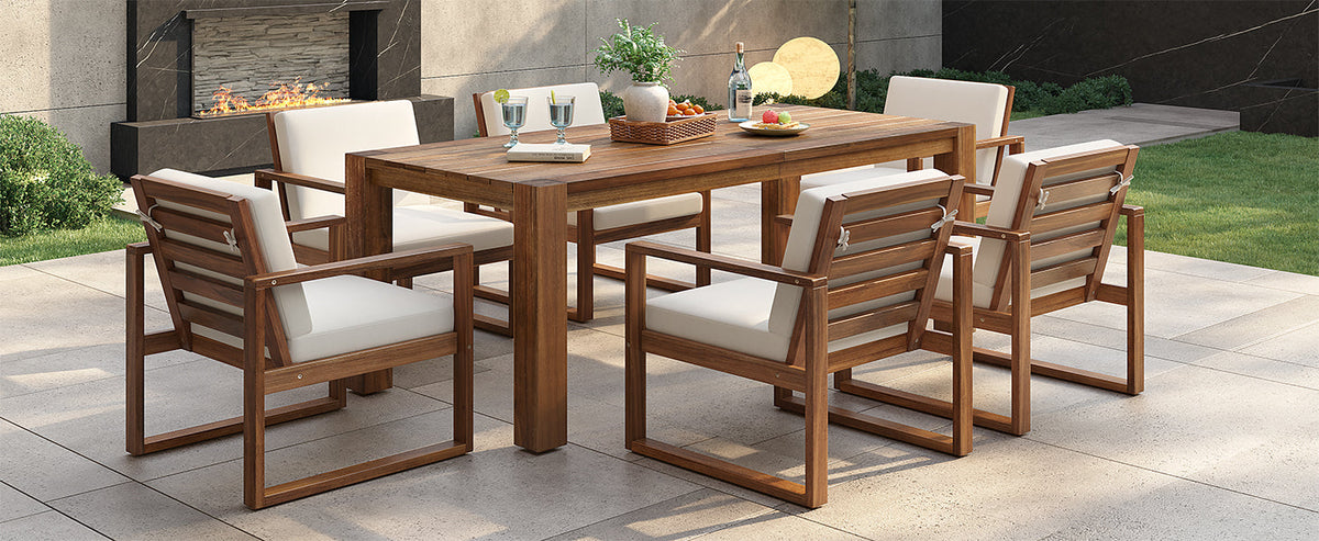 TREXM Patio Table and Chairs Set, Outdoor Dining Set for 6