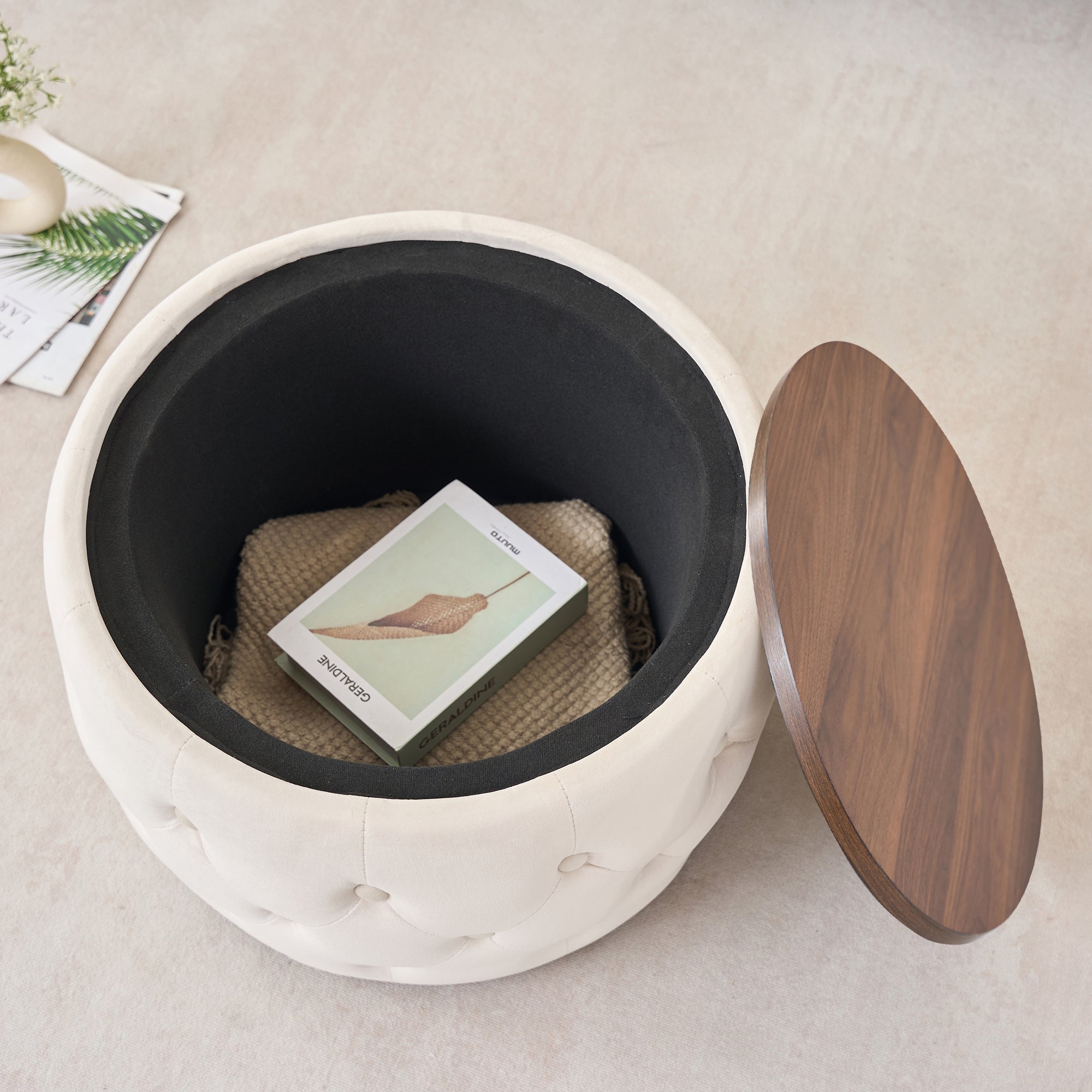 Luxurious Velvet Nesting Ottomans of 2 - 4-in-1 Function