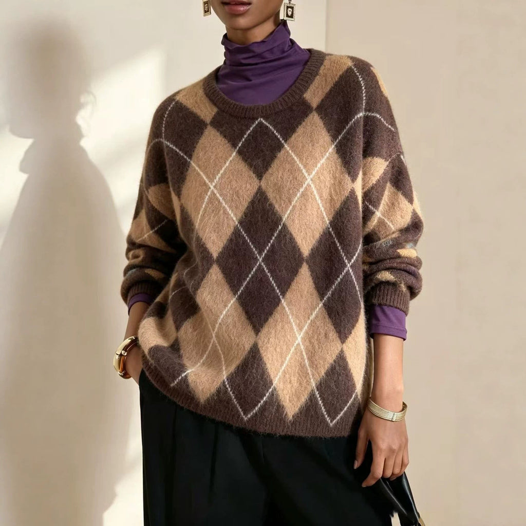 Women's Loose-fitting Mink Fur Crew-neck Sweater