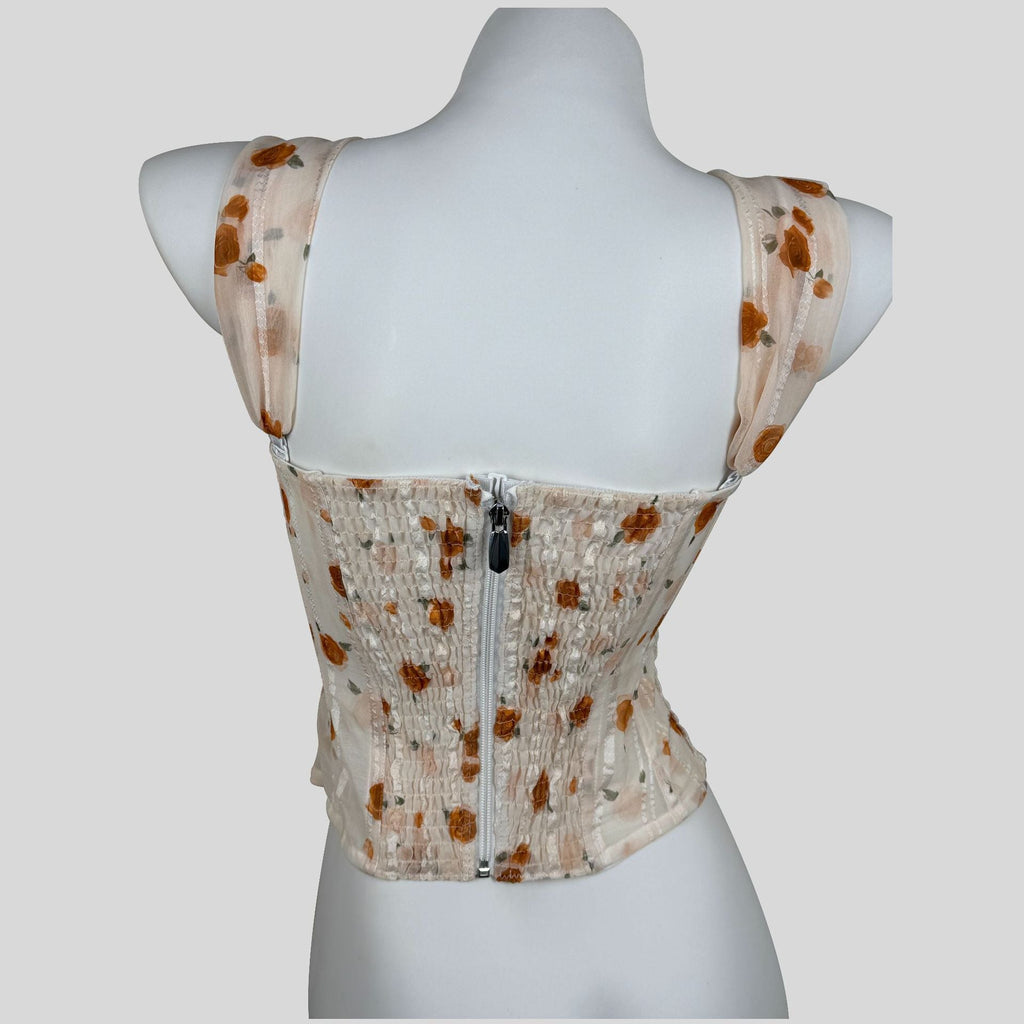 Lace-trimmed Underbust Corset In Apricot Slimming Spaghetti Straps