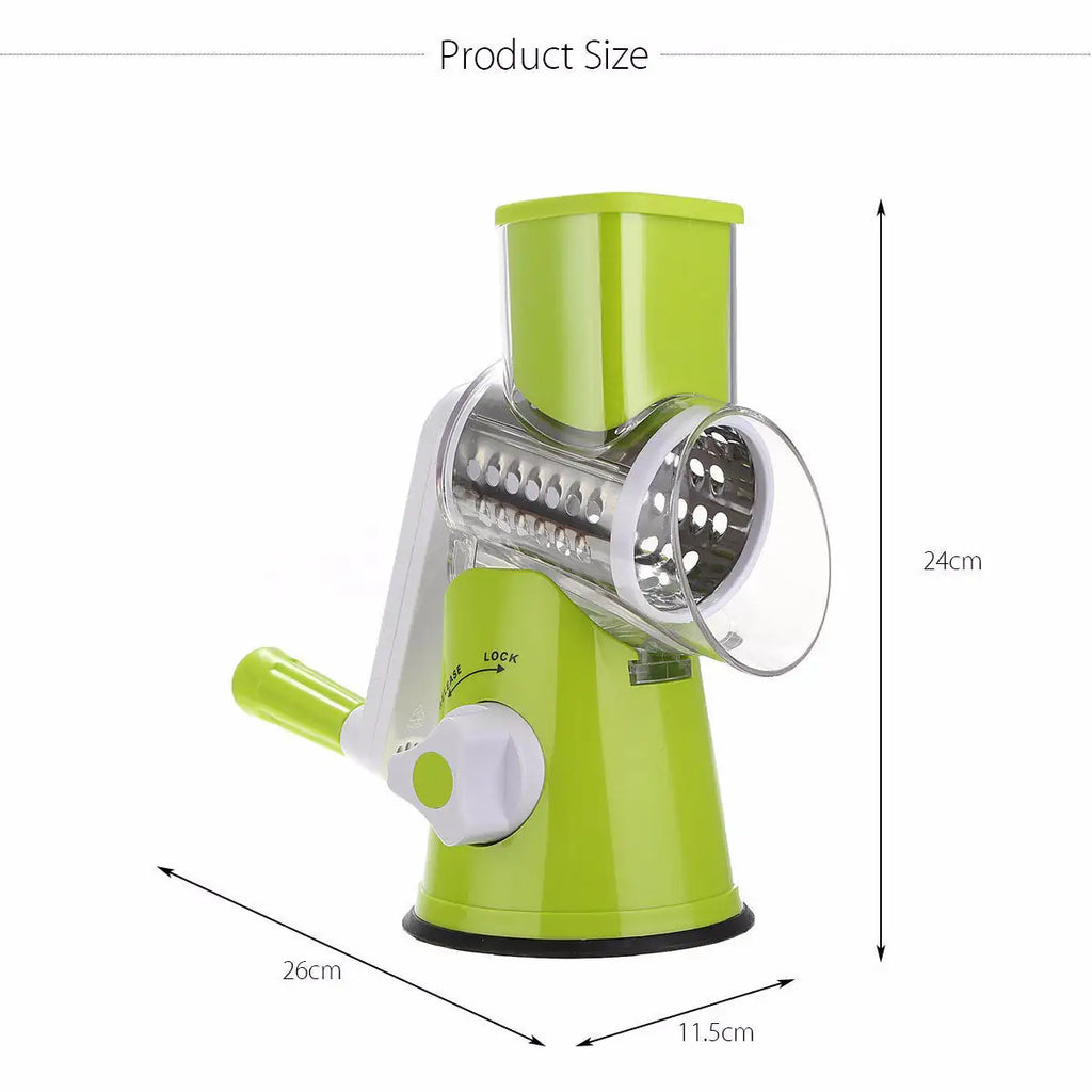 Manual Rotary Mandoline Slicer with 3 Drum Blades