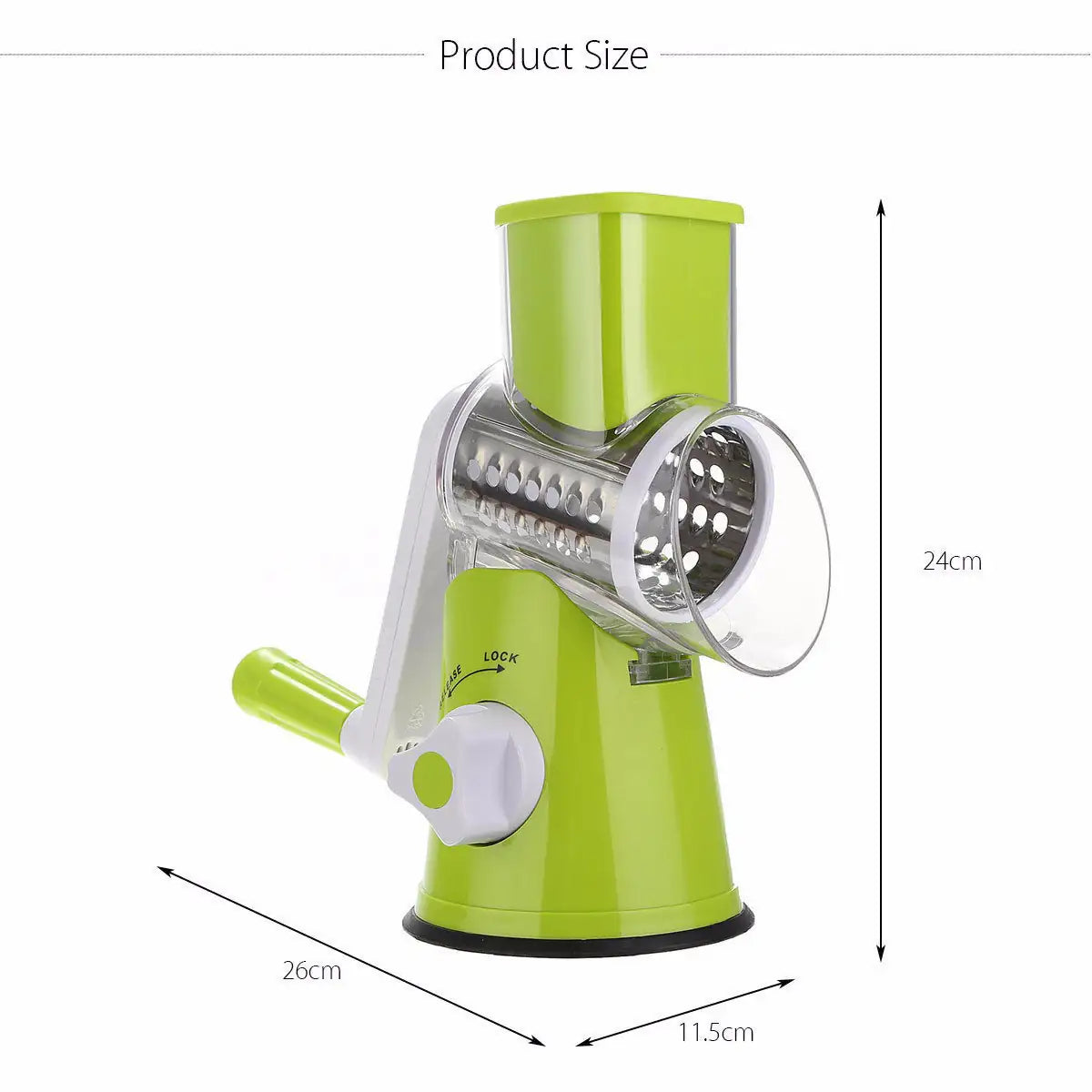Manual Rotary Mandoline Slicer with 3 Drum Blades