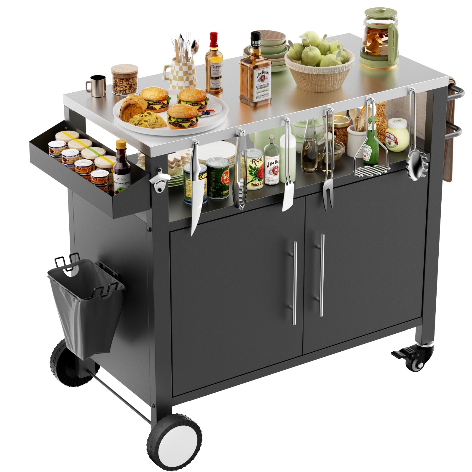 Two Doors Outdoor Grill Cart with Storage