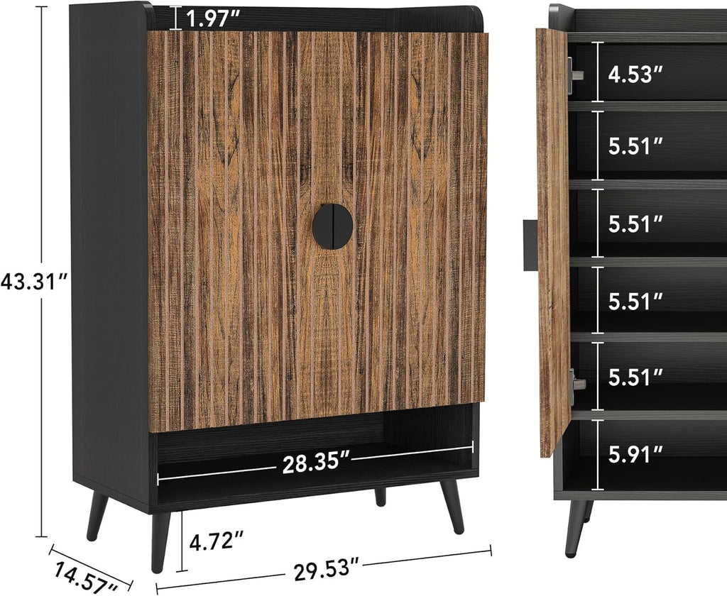 29.6 Inches Rustic Brown Shoe Cabinet