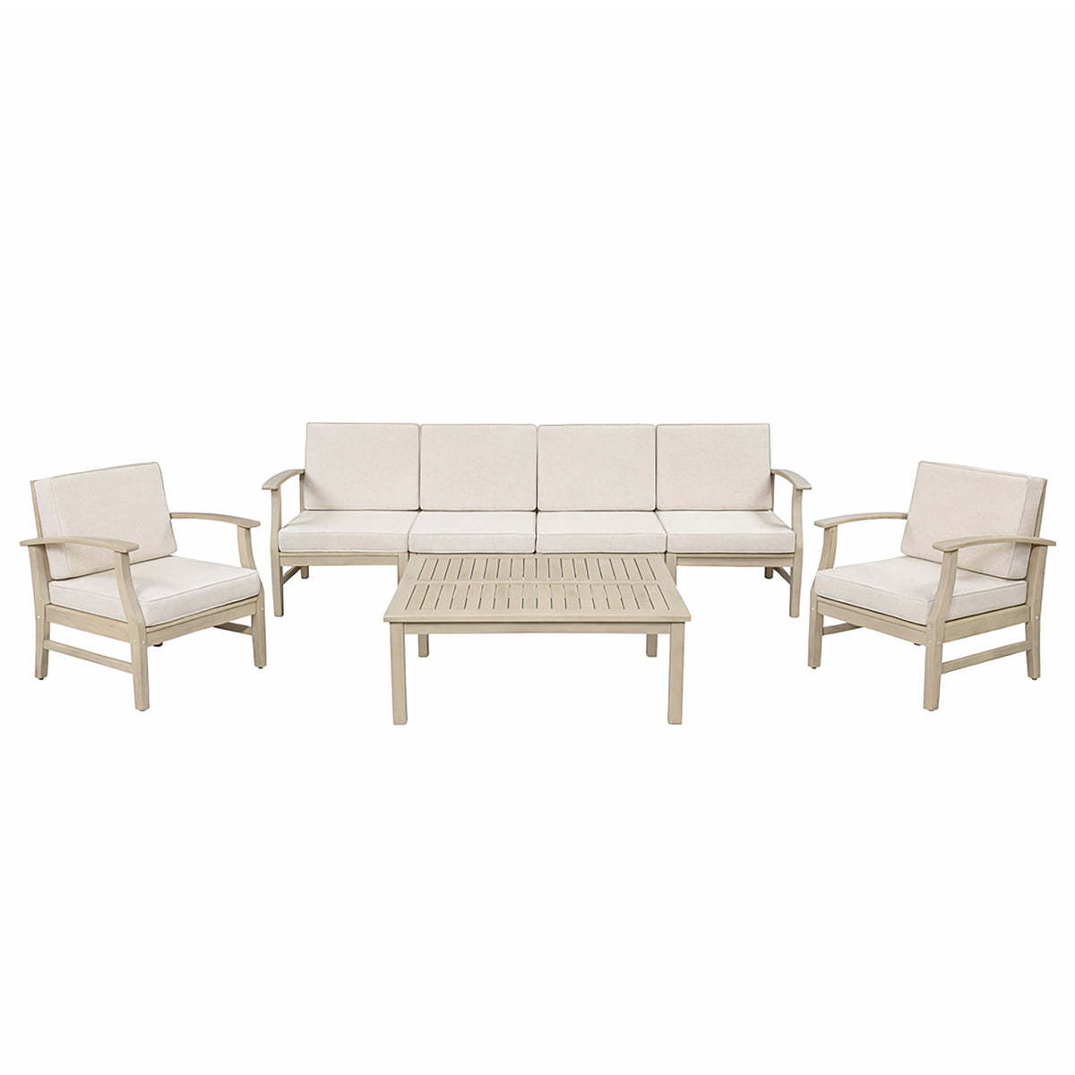 Perla Patio Conversation Set with Sofa, Club Chairs, and Coffee Table