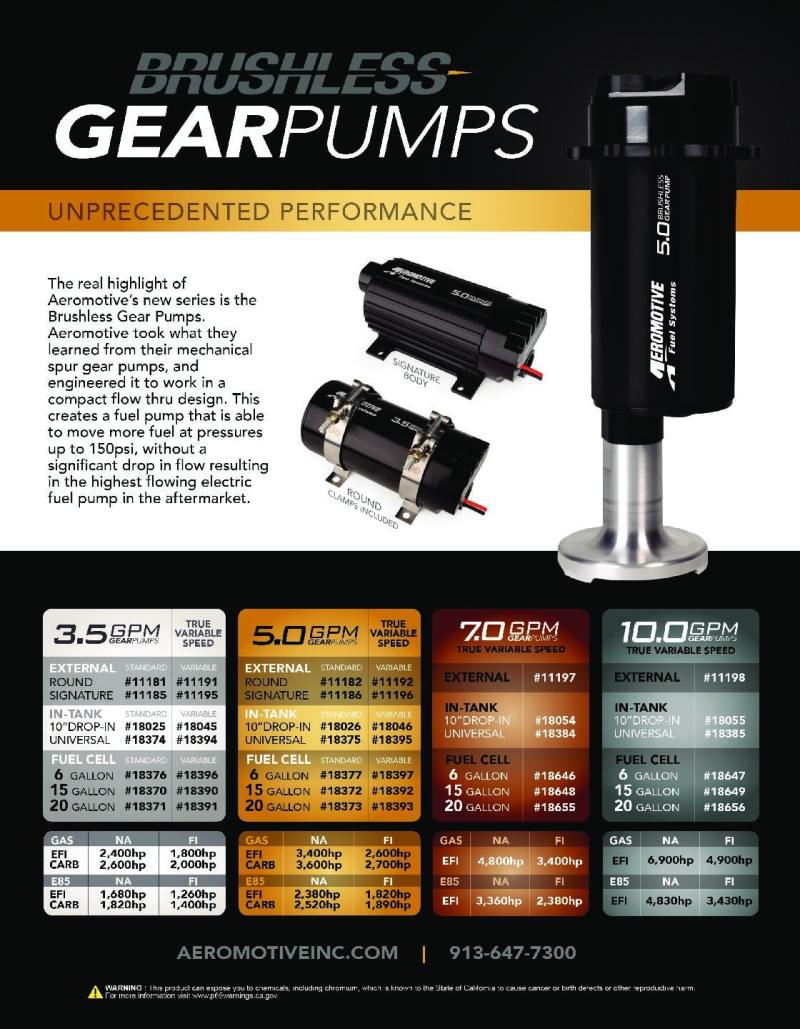 Aeromotive Variable Speed Controlled Fuel Pump - In-Tank - Universal - Brushless Spur Gear 3.5 18394