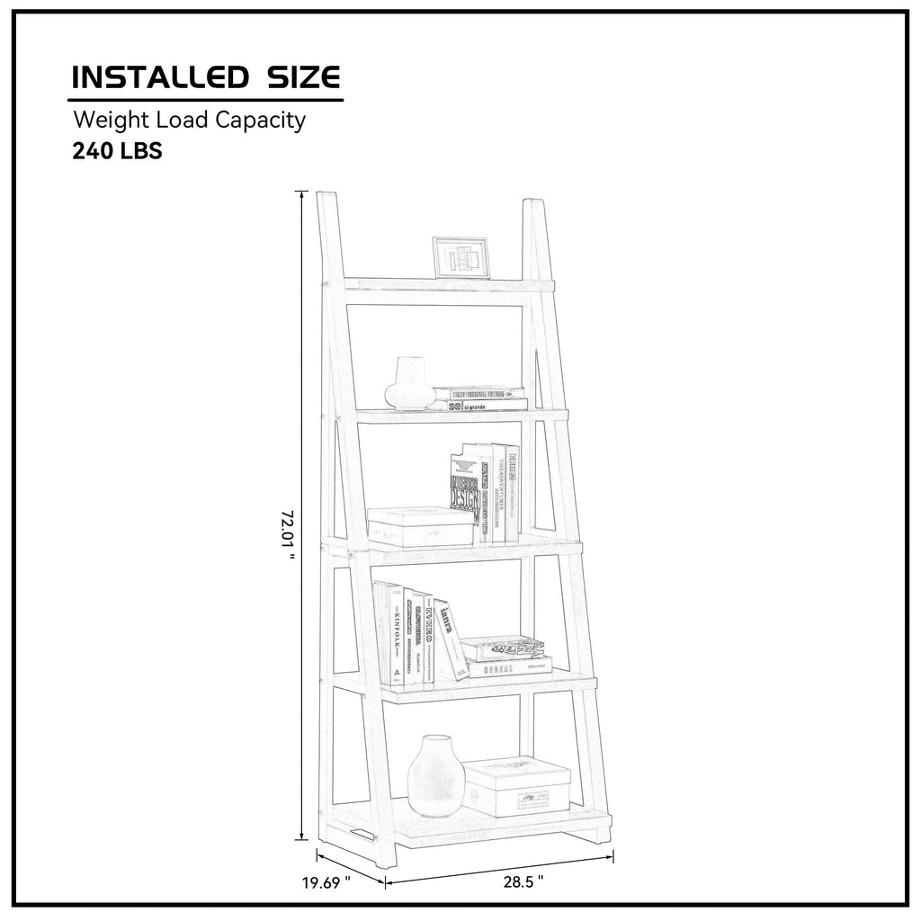 5-Tier Shelves with Rubber Wood Frame