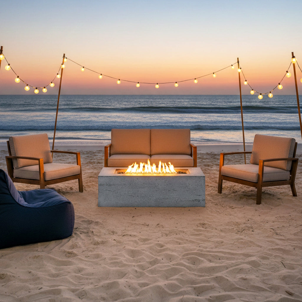 U_STYLE Outdoor Rectangular Propane Fire Pit 40000 BTU