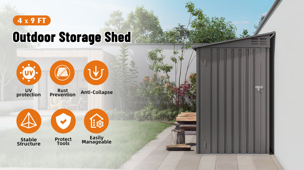 4x9 FT Lean to Shed with Windows