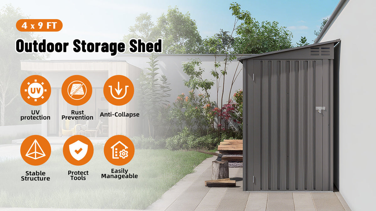 4x9 FT Lean to Shed with Windows