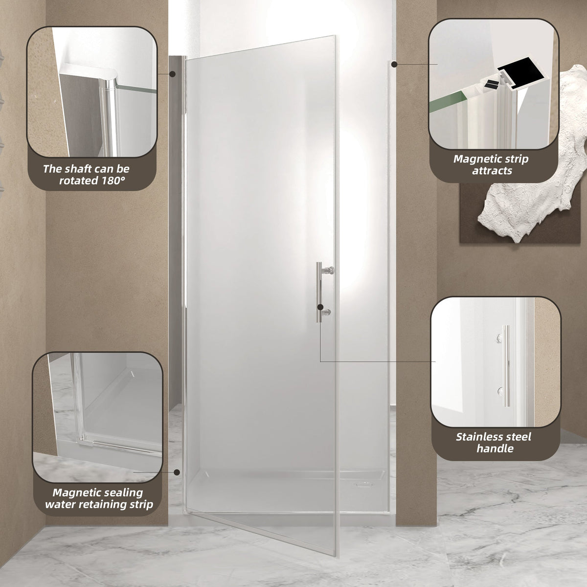 28"x 72" Pivot Shower Door