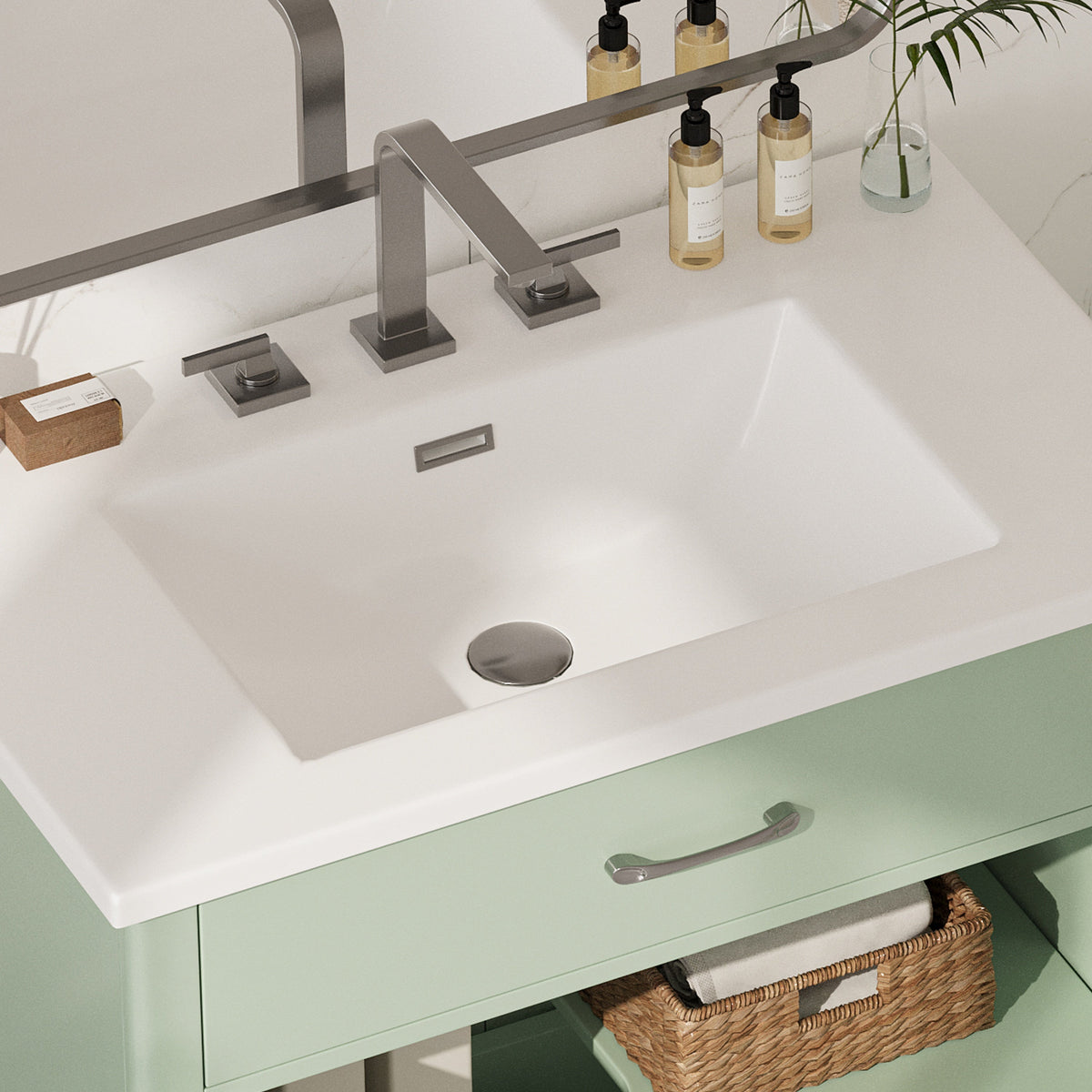 30 Inch Bathroom Vanity with Tempered Glass