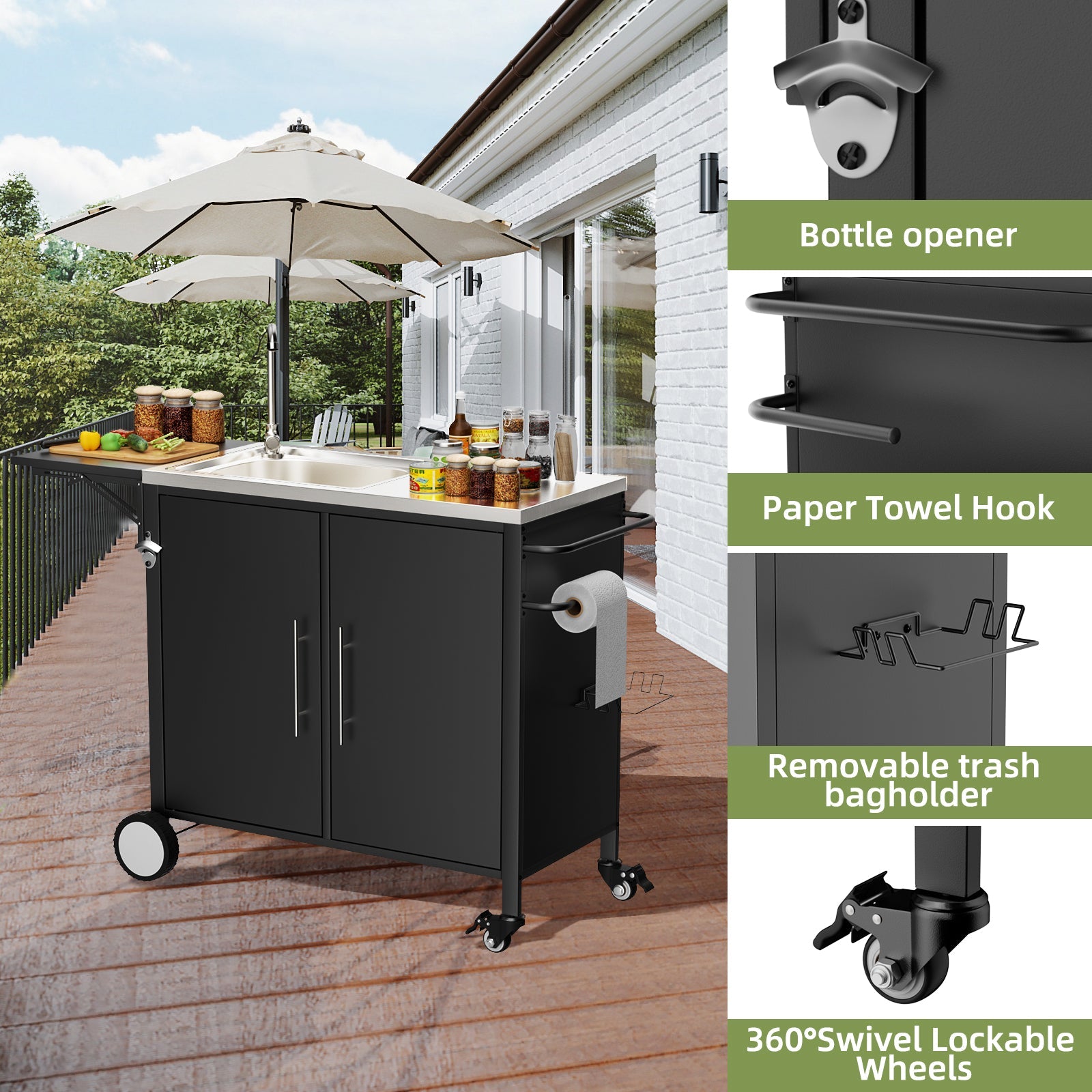 Outdoor Grill Table with Sink