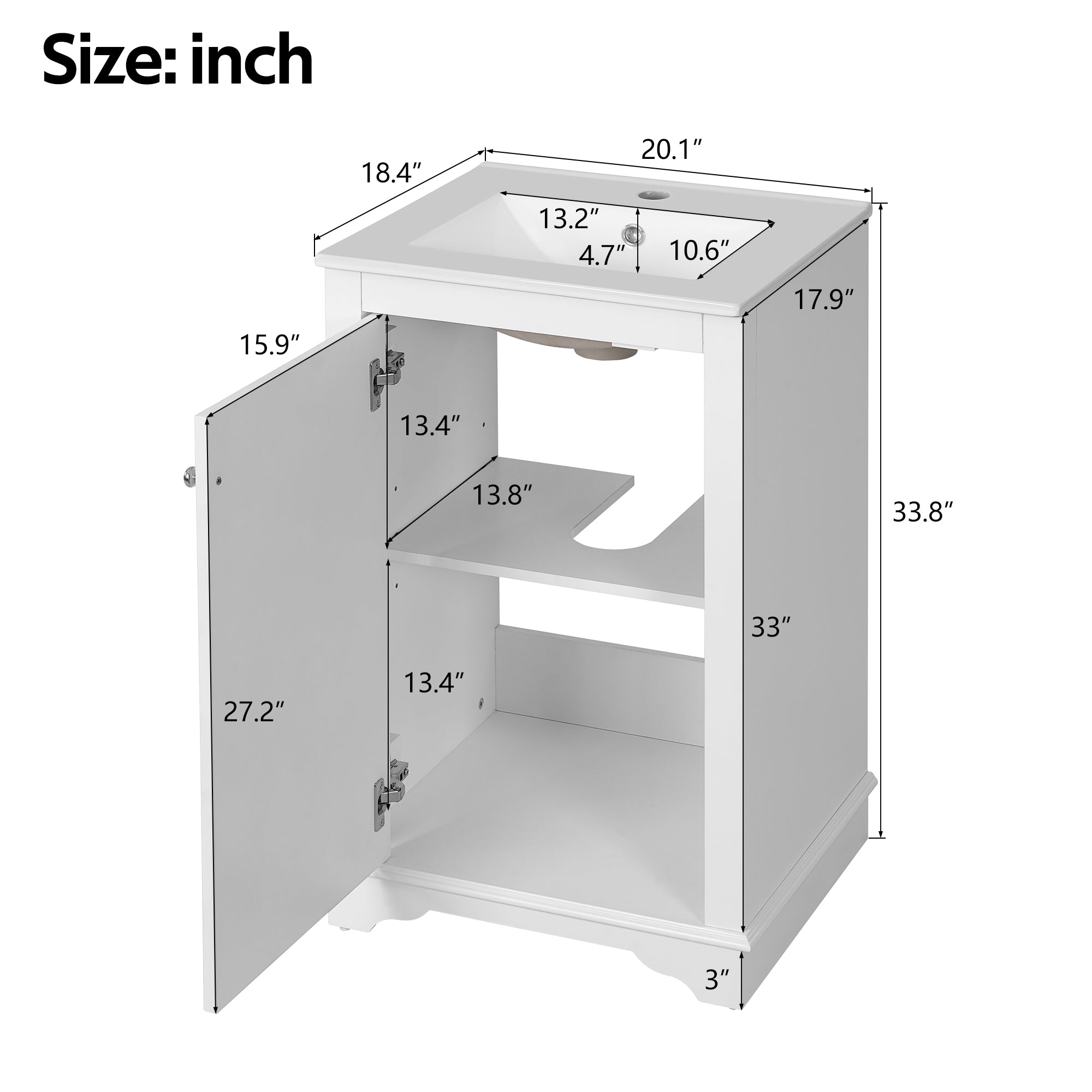 20-Inch Bathroom Vanity with Ceramic Sink