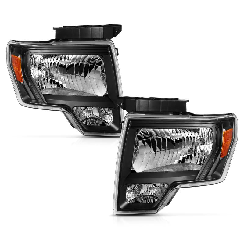 ANZO 2009-2013 Ford F-150 Crystal Headlight  Black Amber 111428