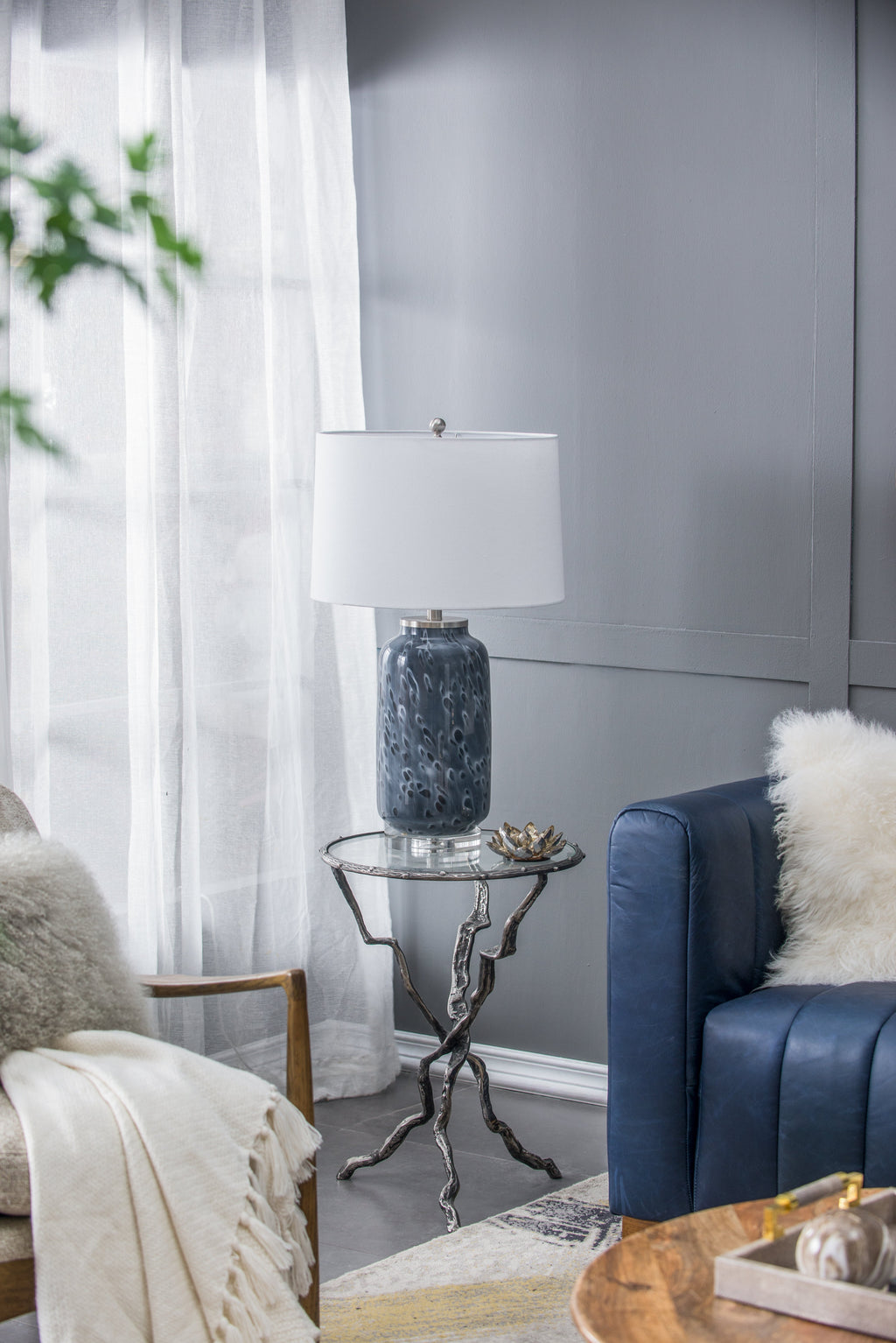 D16.9''xH28'' Ellis Glass Table Lamp