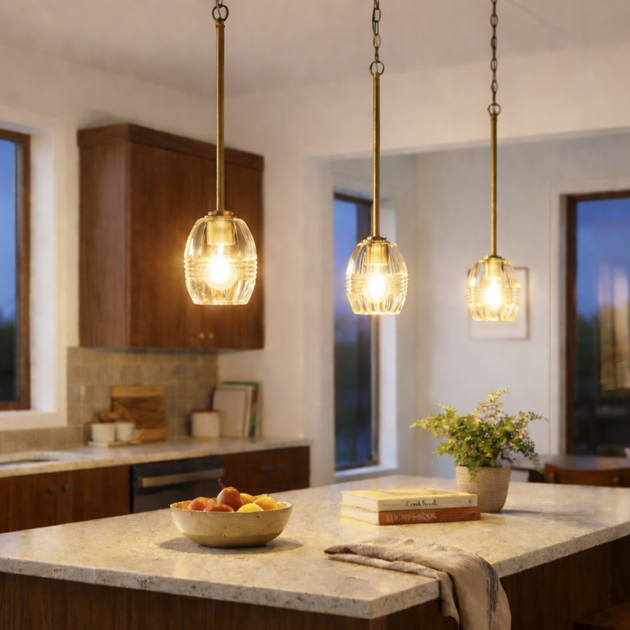 Vista Single Pendant Chain Hanging Light with Clear Glass - Satin