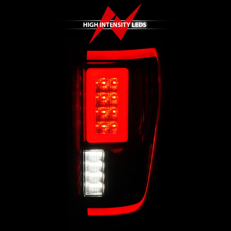 ANZO 21-23 Ford F-150 LED Taillights Seq. Signal w/BLIS Cover - Black (For Factory Halogen ONLY) 311475